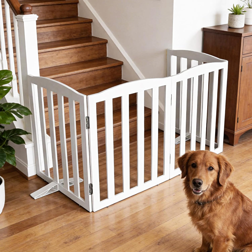 Freestanding Dog Gate Indoor,Doggie Gate Foldable Dog Gates for Doorways,Stai...