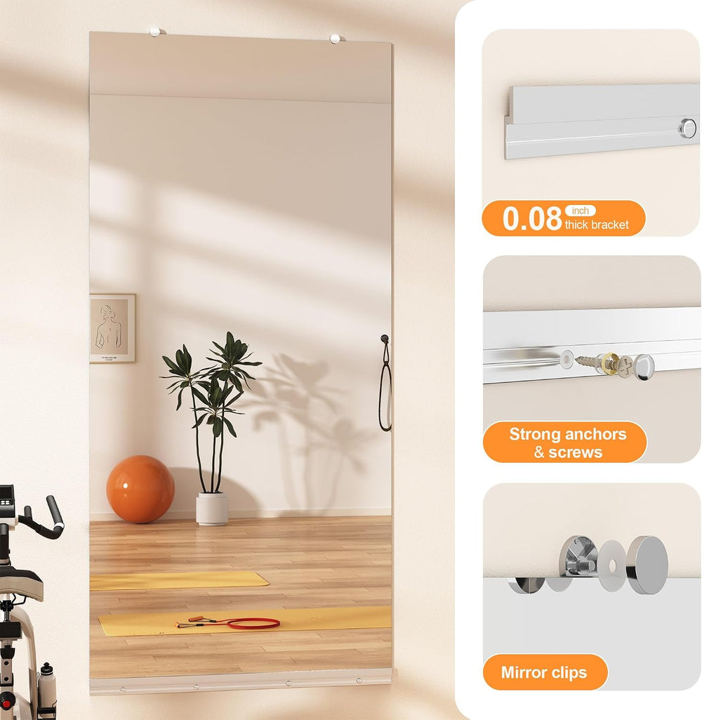 Hasipu Home Gym Mirror, 48"x24" Each, 3-Pack Frameless Wall Mounted...