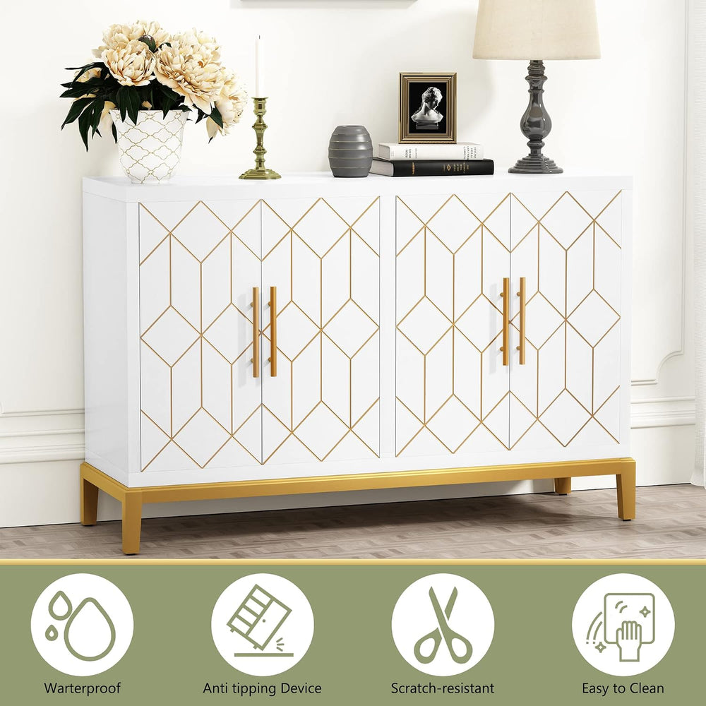 HLR Accent Cabinet with 4 Doors&Shelves, Sideboard Buffet Cabinet with Go...