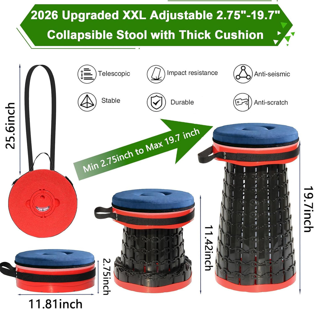 2026 Upgraded XXL Collapsible Stool with Thick Cushion,19.7"H-11.8"...