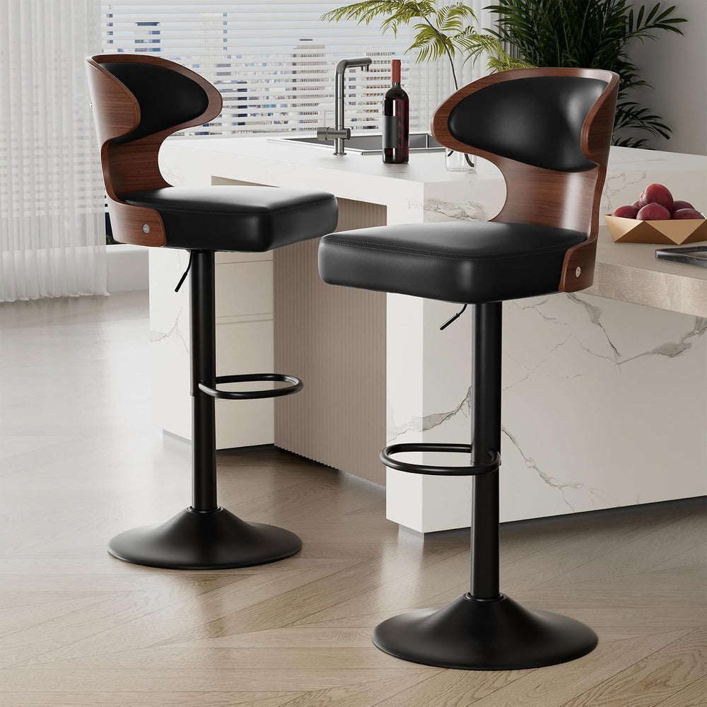 Swivel Bar Stools Set of 2,Adjustable Height Bentwood Barstools