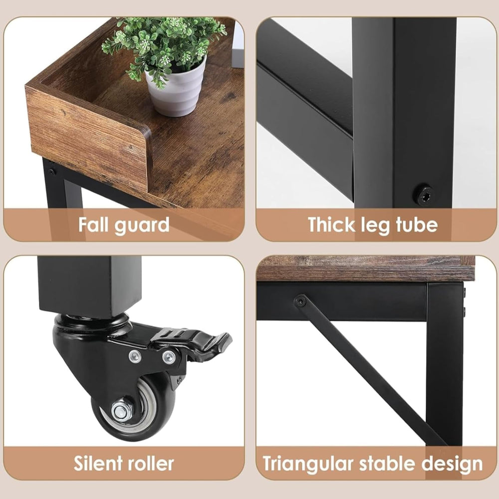 Clevich Overbed Table with Wheels, 16" D x 71" W x 41" H Mobil...