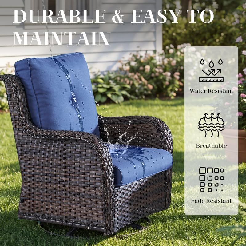Luxury 22*24*4in Outdoor Patio Cushion, 2 Pieces Navy Blue Outdoor Cushions