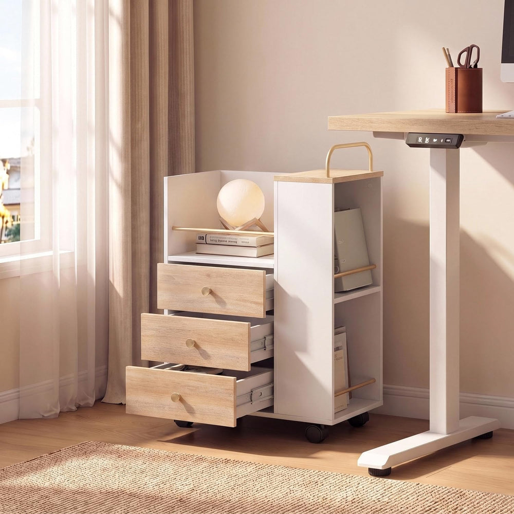 ModernMate Mobile File Cabinet Under Desk with 3 Drawer & Lockable Wheels