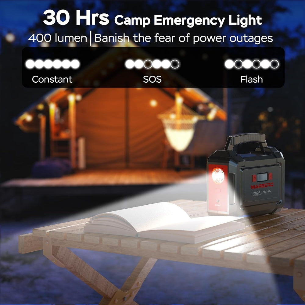 MARBERO Portable Power Station 350W Peak Camping Solar Generator Laptop Charg...