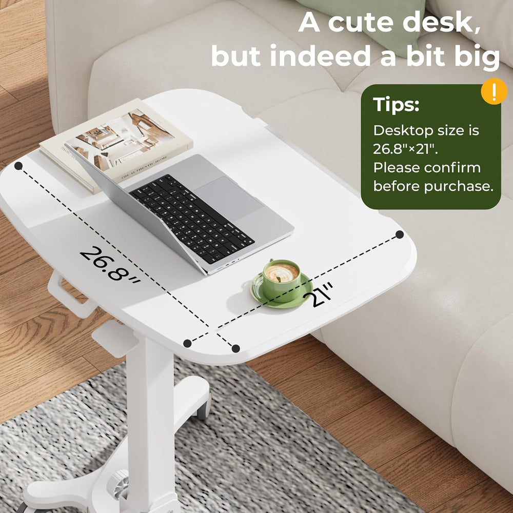 27" Foldable Standing Desk, Mobile Laptop Cart on Wheels