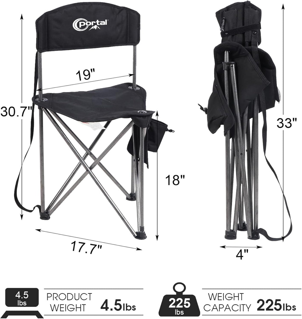 portal extra large quick folding tripod stool with, side view
