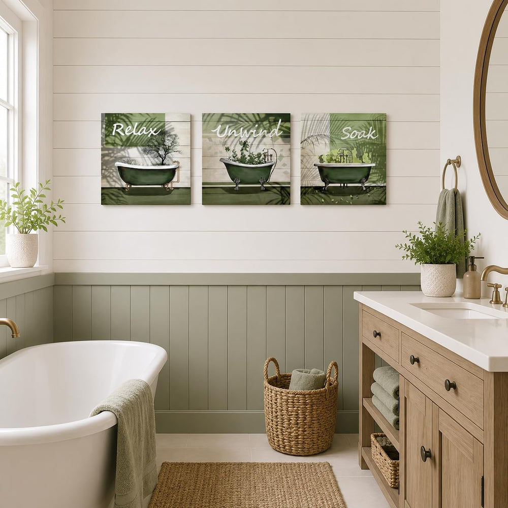 Nachic Wall Green Bathroom Wall Decor Relax Soak Unwind Signs Picture