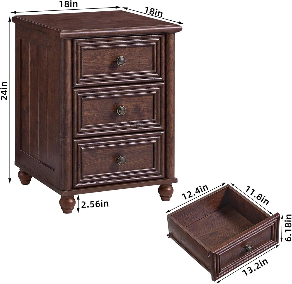 RWYHG 18" Night Stand Set 2, Nightstand with 3 Drawers