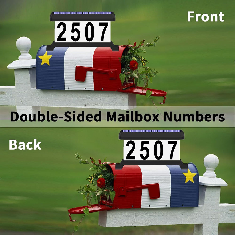 Solar Mailbox Numbers, Double sided Solar House Numbers for Outside