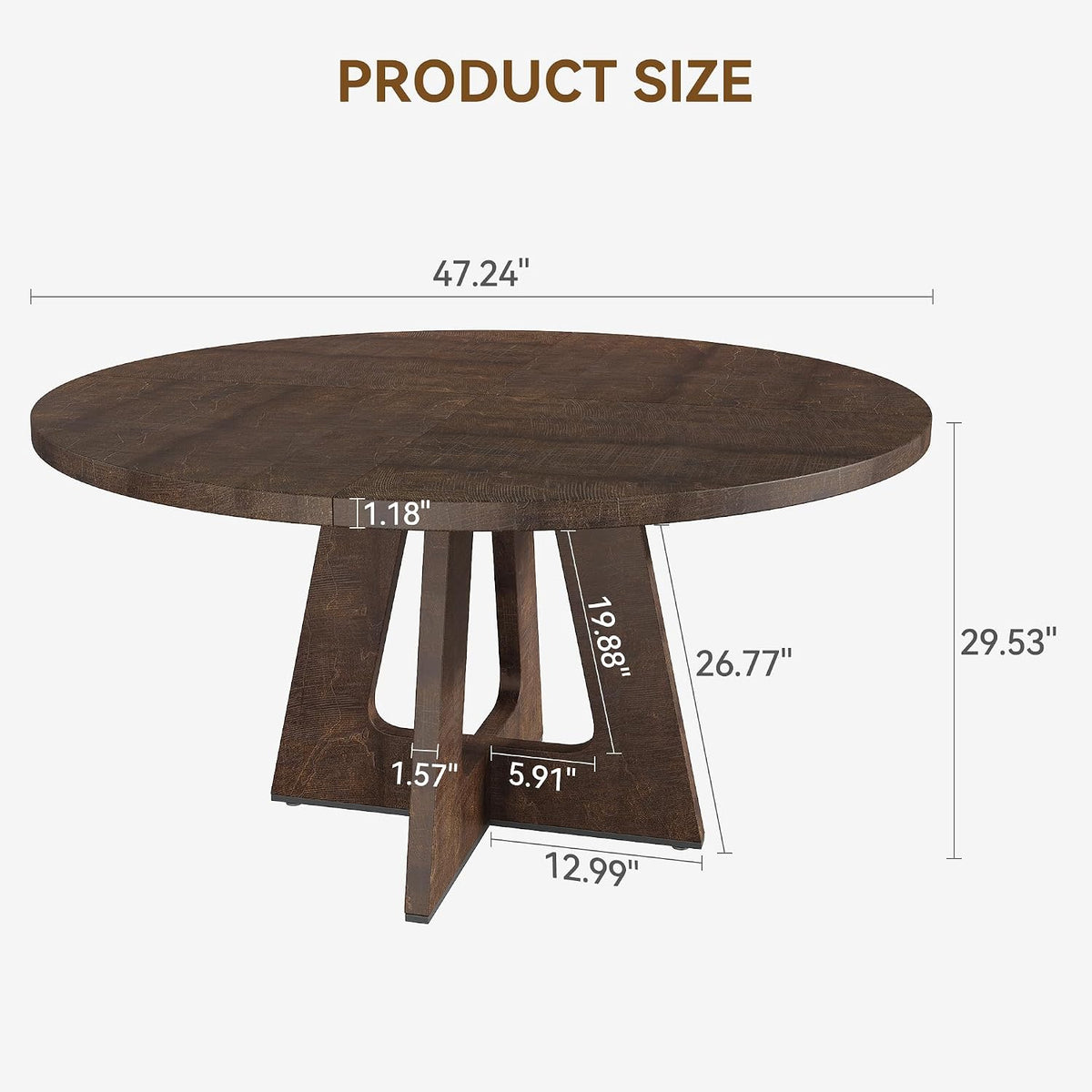 idealhouse 47 in round large dining table set, close-up detail
