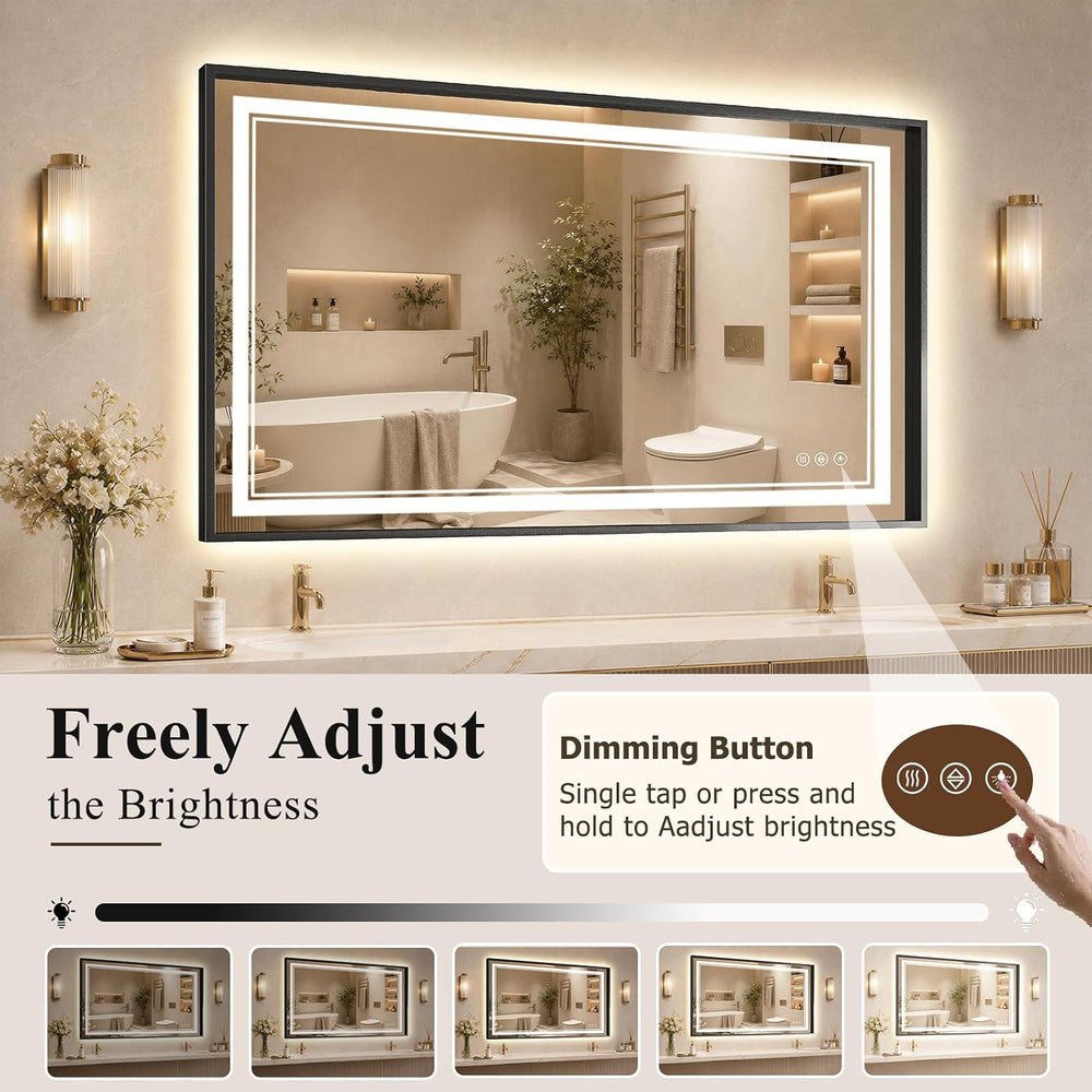 30"x48" LED Bathroom Mirror with Lights, Backlit + Front Lit, Anti-Fog