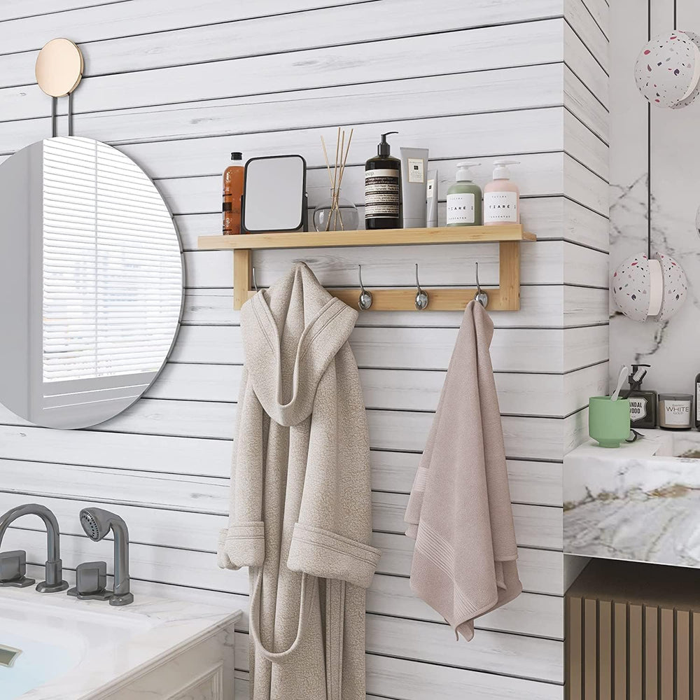 SMIBUY Coat Hooks with Shelf Wall-Mounted, 29.2 Inch Entryway Coat Rack for W...