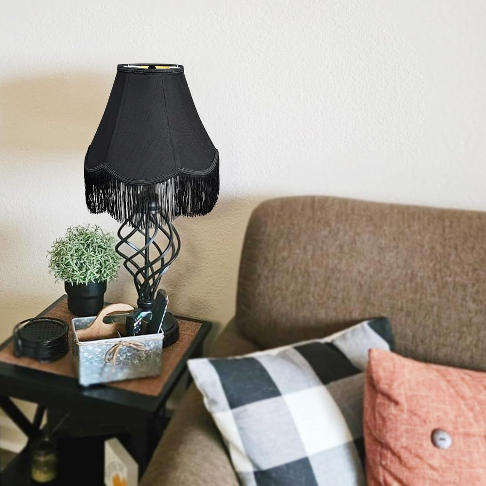 Black Bell Lamp Shades, 6" Top x 13" Bottom x 9.25" High, Scal...