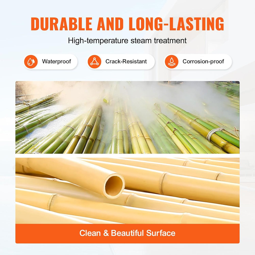VEVOR Natural Rolled Bamboo Fence, Eco-Friendly Privacy Screen - 6 ft H x 8 f...