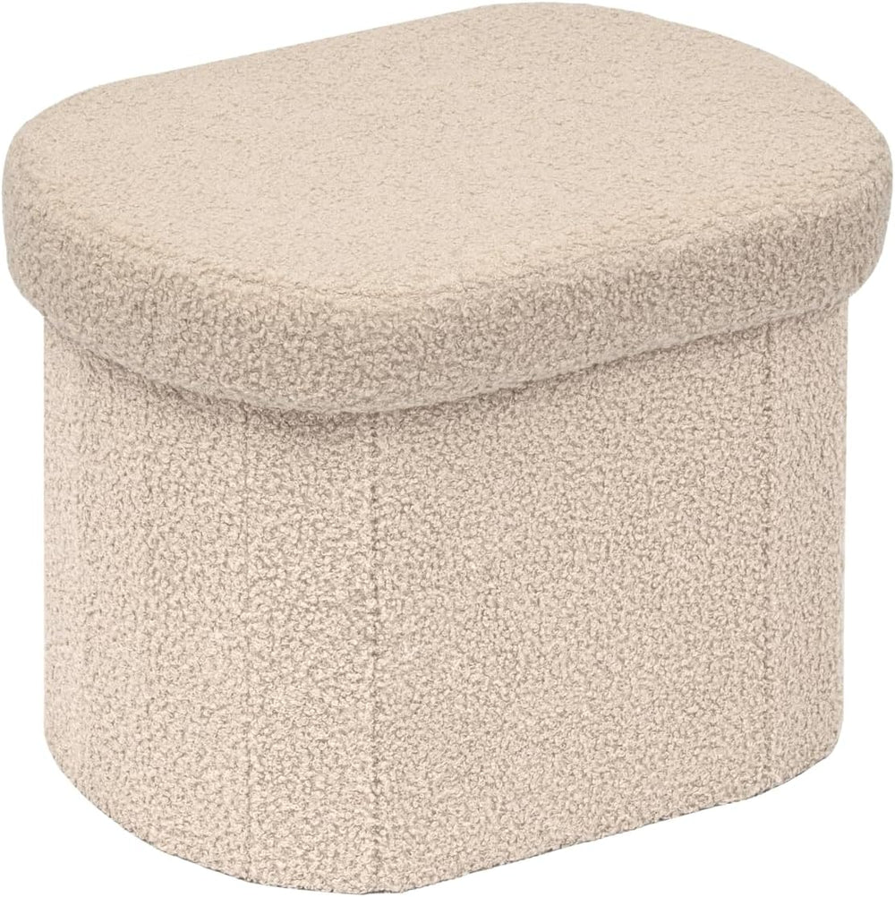B FSOBEIIALEO 16.14" Boucle Storage Ottoman Cube for Dorm Room, Beige