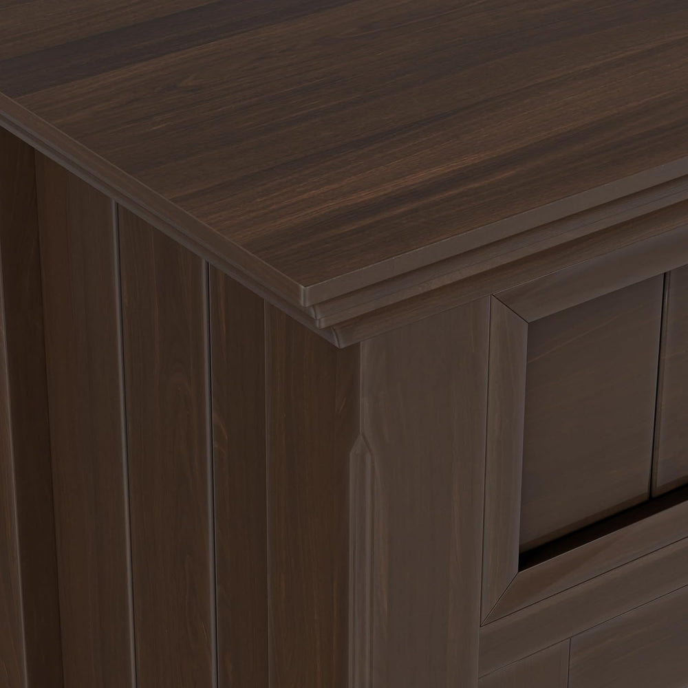 SIMPLIHOME Acadian 36" Wide Solid Wood Cabinet in Natural Aged Brown