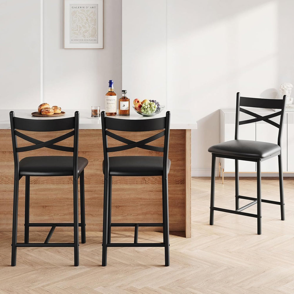 Garvee 26'' Bar Stools Set of 2, Counter Stools with Back & Thick...