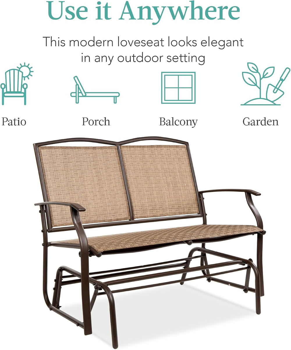 Best Choice Products 2-Person Outdoor Patio Swing Glider Steel Bench Loveseat...