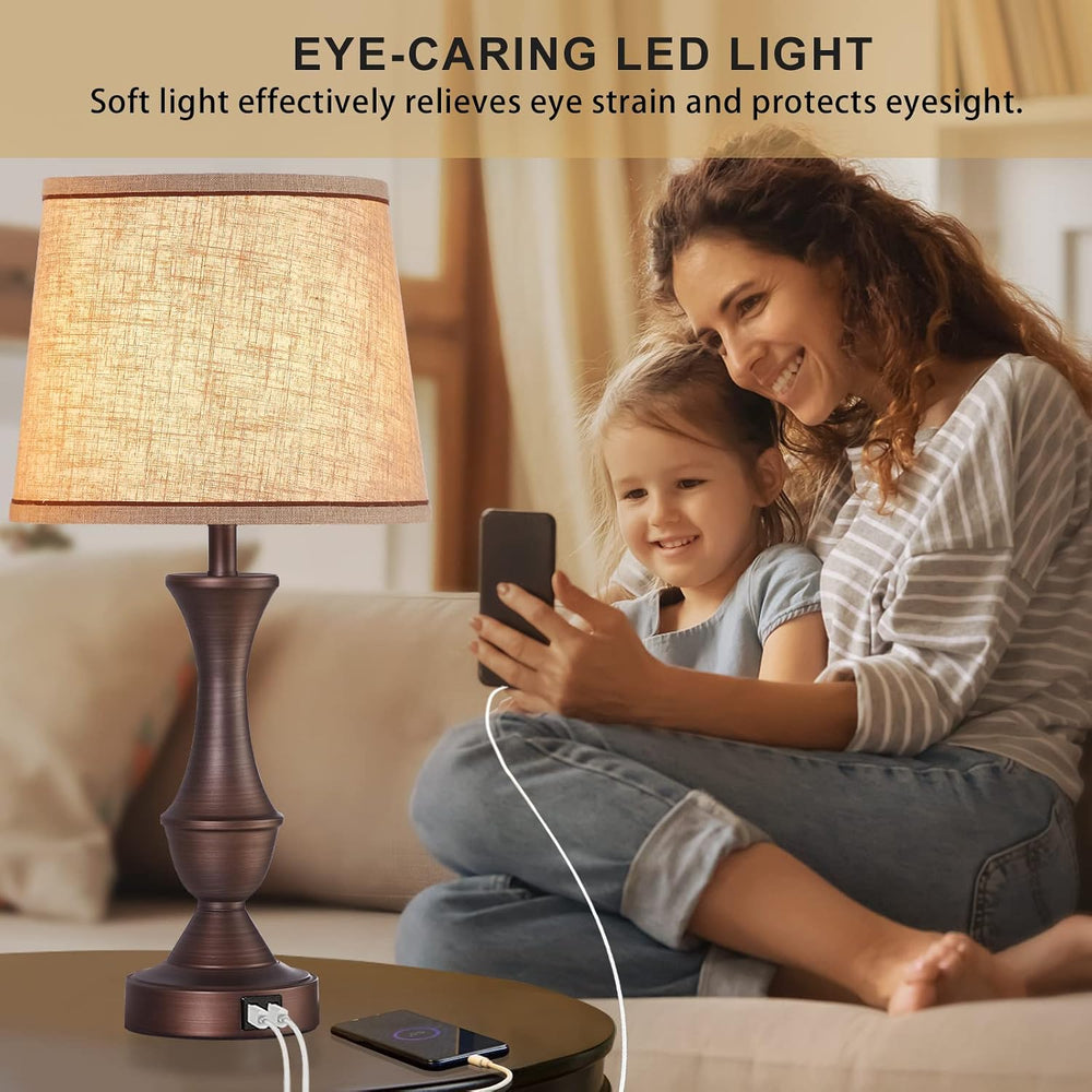 Luvkczc Touch Table Lamps Set of 2, 22" Tall Bedside Lamps with USB C+A ...