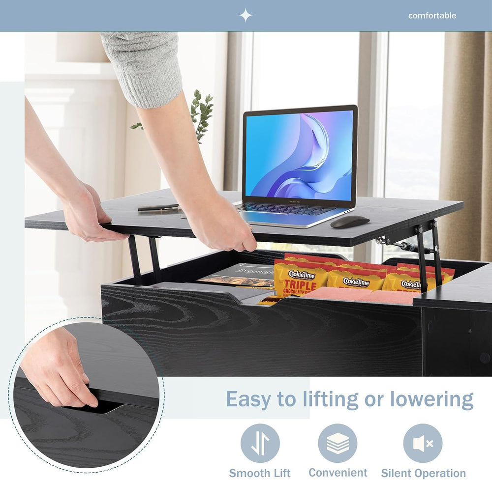 DUMOS Coffee Table, Wood Lift Top Coffee Table for Living Room Home