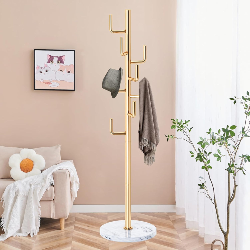 ZOZOE Metal Modern Coat Racks, Cactus Coat Rack Freestanding with Natural Mar...