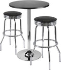 Winsome Summit 3-pc Bar Table with Swivel Seat Stools, Black/Chrome