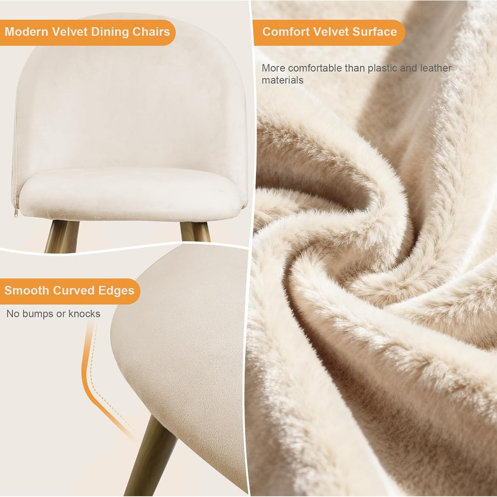 Dining Chairs Set of 2, Modern Velvet Side Chairs with Wood-Grain Metal Legs,...