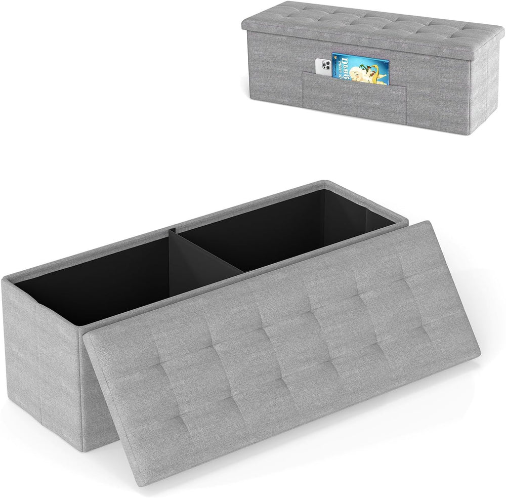 GIANTEX Storage Ottoman Bench, 43" L Folding Foot Rest Storage Chest wit...