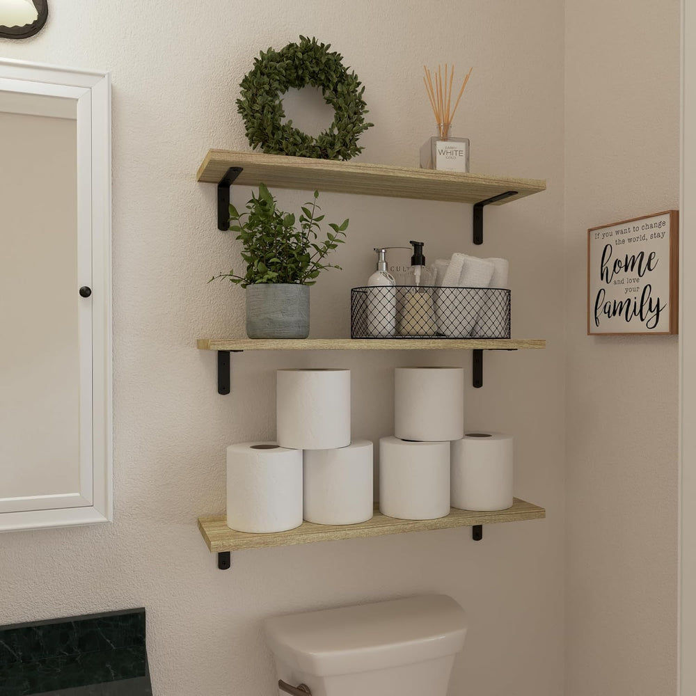 WOPITUES 24'' Long Floating Shelves for Wall Decor & Storage, Rus...