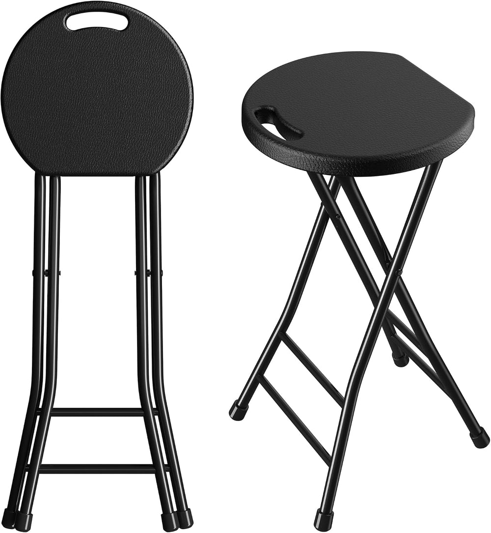 24 Inch Folding Stool Set of 2, Portable Folding Stool with Handle & Non-...