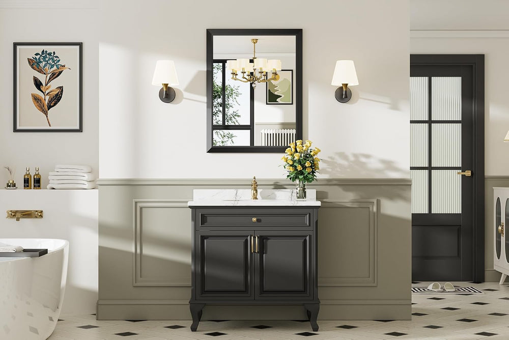 Briivue 22X30 Black Bathroom Mirror for Over Sink, 2-Pack