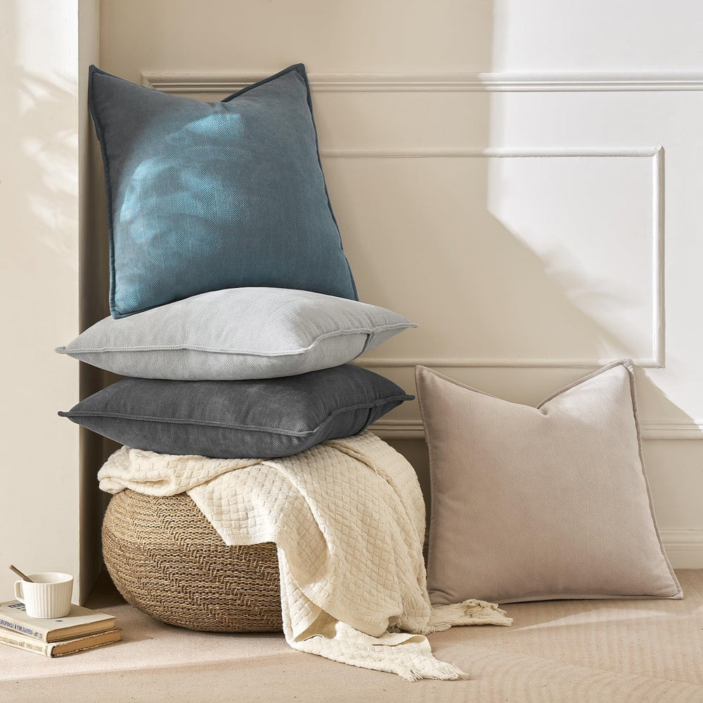MIULEE Pack of 2 Light Grey Decorative Chenille Pillow Covers 20x20 Inch