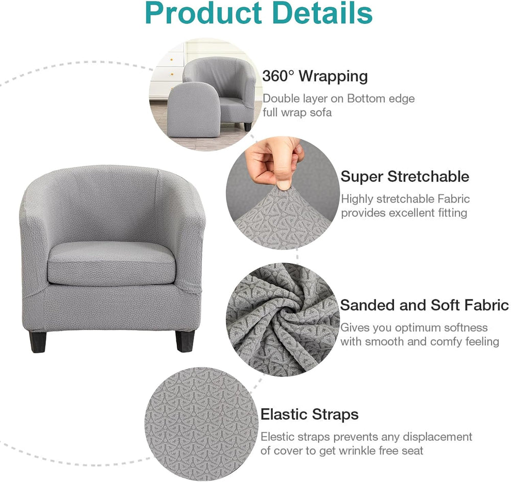 NILUOH Stretch Club Chair Slipcover 2-Piece Set for Barrel & Tub Chairs, ...