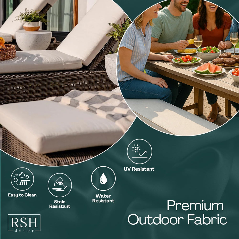 RSH DÉCOR Indoor Outdoor 2" Foam Bench Cushion with Ties | 41" x 20...