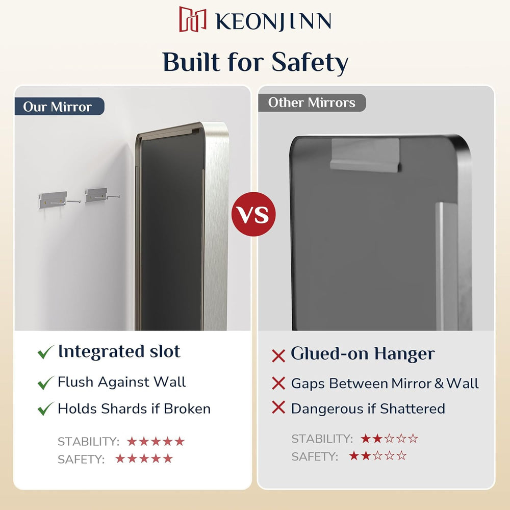 Keonjinn 24 x 30 Inch Brushed Nickel Bathroom Vanity Mirror, Aluminum Frame