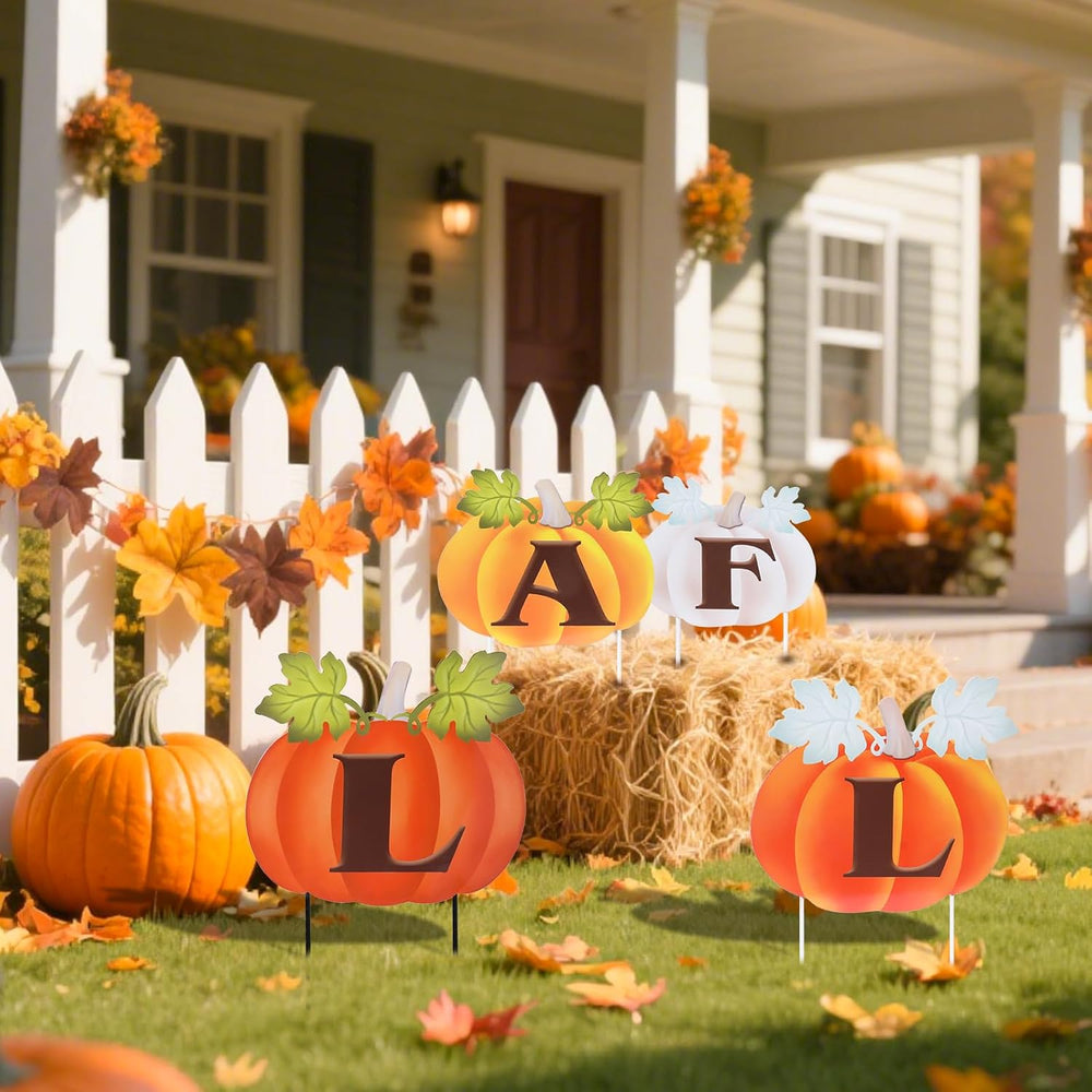 VCUTEKA Fall Outdoor Pumpkins Yard Sign Decor, Thanksgiving Garden Stake