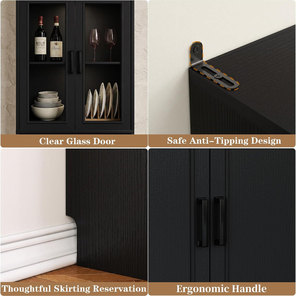 Unikito 80" Tall Corner Pantry Cabinet with Soft Close Doors with Drawers