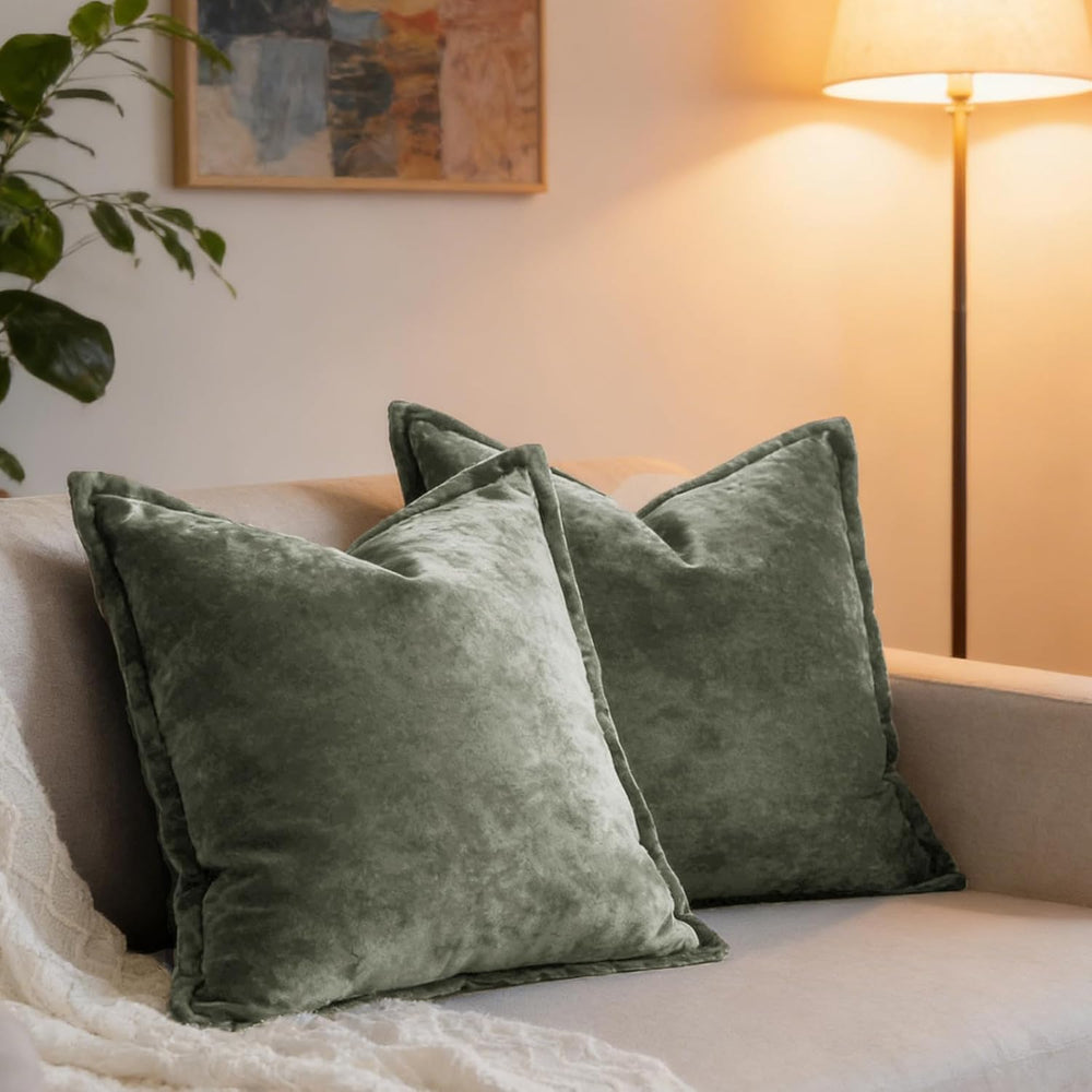 Luxurious Velvet Euro Shams Decorative Throw Pillow Covers 26x26 Set of 2 Sol...