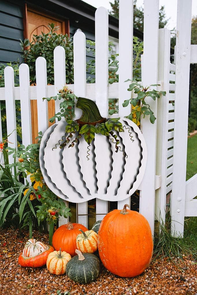 E-view Metal Pumpkin Garden Stakes Fall Decor Autumn Decorative Yard Signs