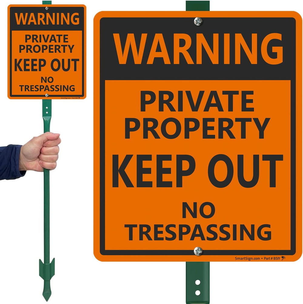 SmartSign 12 x 10 inch “Warning - Private Property, Keep Out, No Trespassing”...