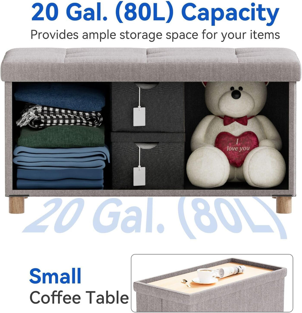 BRIAN & DANY 30 Inches Folding Storage Ottoman Bench, Ottoman with Storag...
