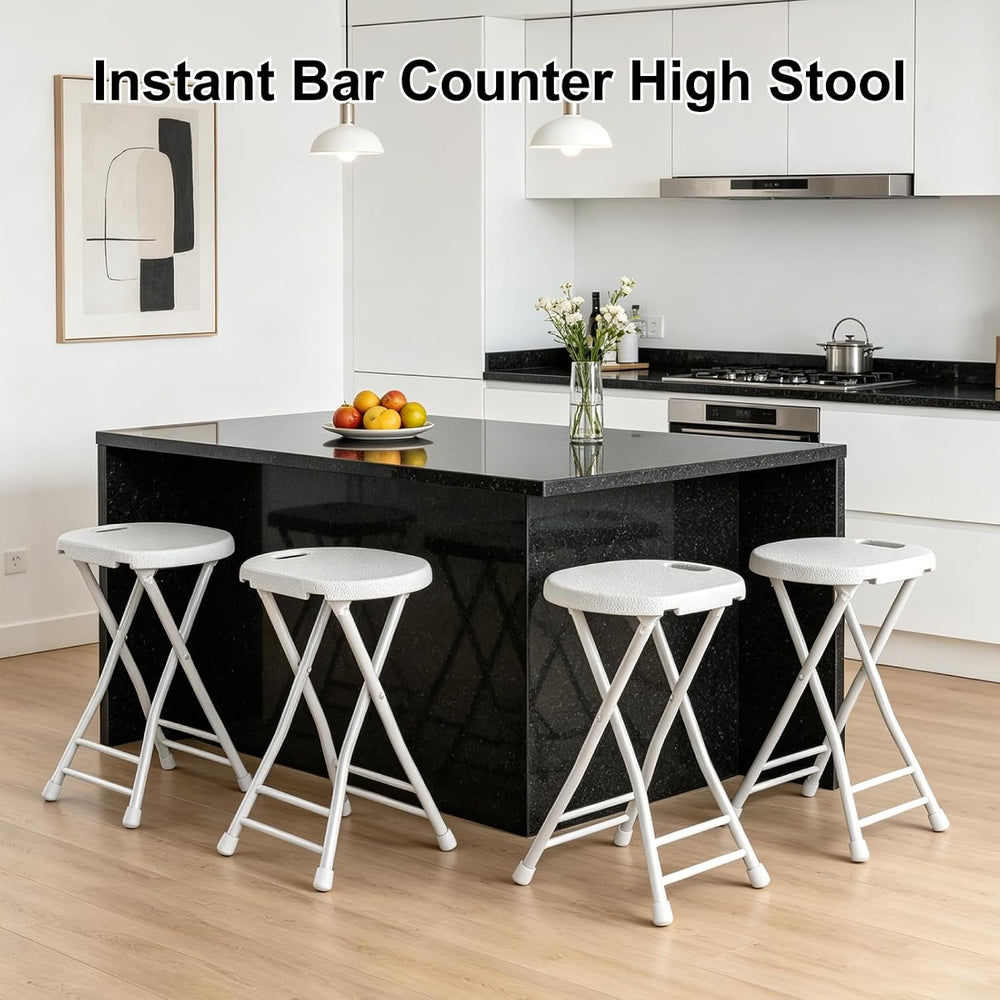 18 Inch Folding Stool with Handle & Steel Frame Pack of 20, White