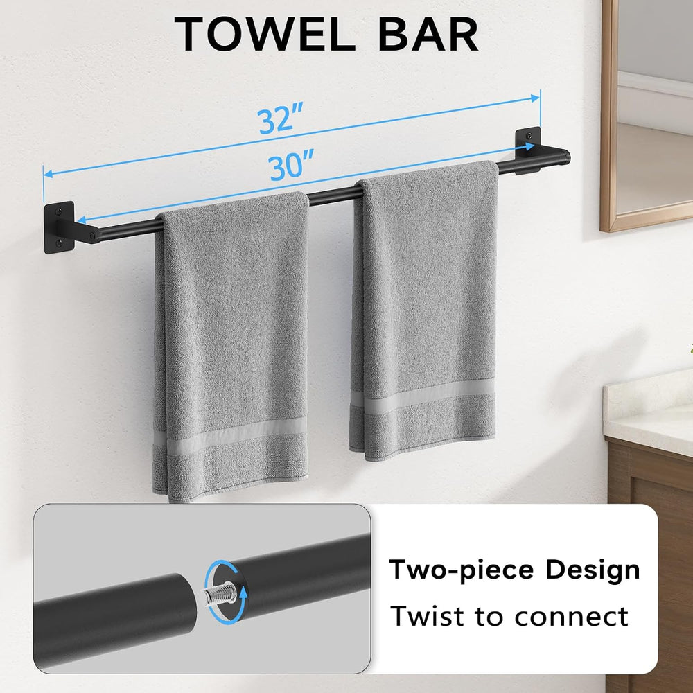 KLJKPA 4-Piece Bathroom Hardware Set, 32 inch Bathroom Towel Holder