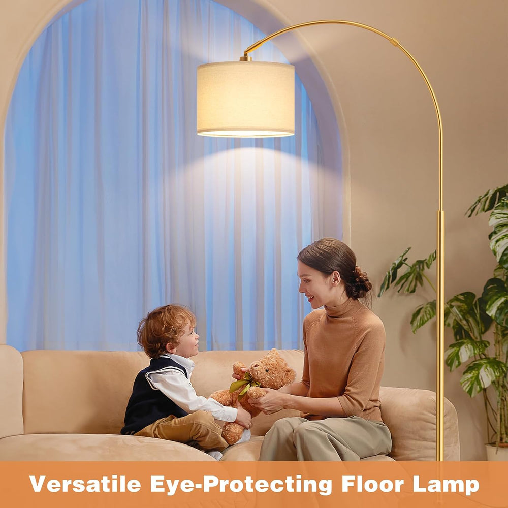 Ambimall Dimmable Arc Floor Lamp with Remote, Color Temp Adjustable, Gold