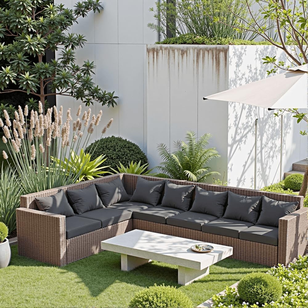 PatioGlow Outdoor Seat Cushion Set 22 x 22 x 4 Inch, Waterproof & Fade Re...