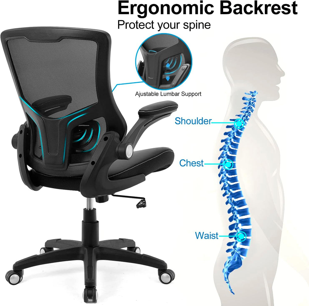 Office Chair Ergonomic Desk Chair, Computer PU Leather Home Office Chair, Swi...