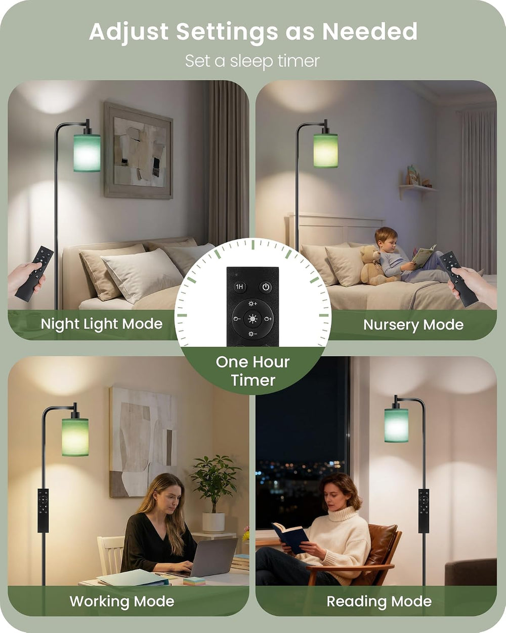 Dimmable Floor Lamp for Living Room with Remote & 10W Bulb