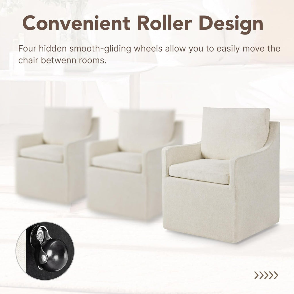 KISLOT Upholstered Dining Chairs Set of 1 with Washable Cover, Oatmeal
