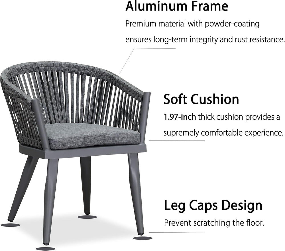 PURPLE LEAF 7 Pieces Outdoor Dining Set with Wicker Chairs Cushion, Grey